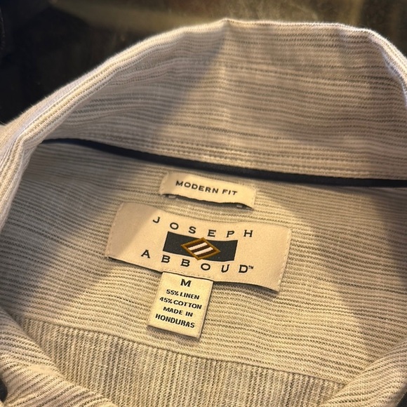 Men's Joseph Abboud Classic Micro Striped Cotton Linen Blend Long Sleeve Shirt - Picture 12 of 12